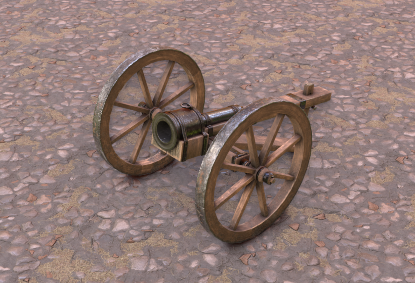 Blender EEVEE render of 3D bombard artillery cannon asset
