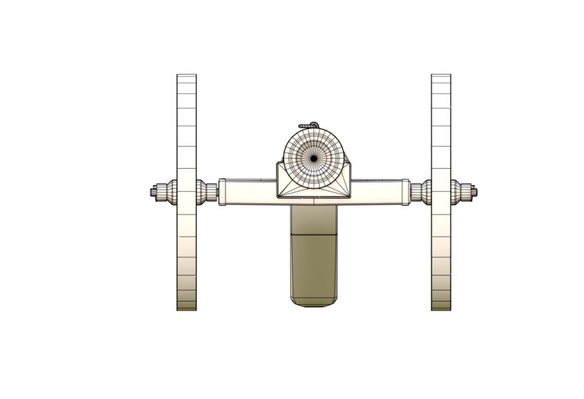 Medieval small bombard cannon 3D model front view wireframe
