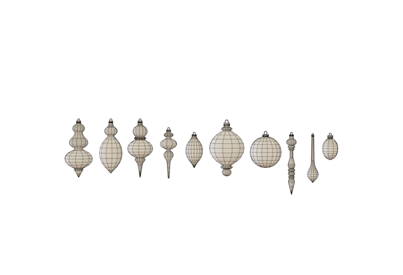 Low poly Christmas ornaments 3D model for download