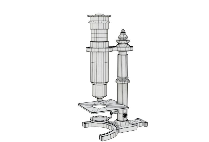 3D microscope low poly game ready asset wireframe view
