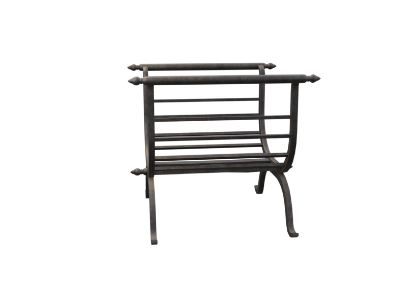 Cast iron wood basket 3D model low poly side view