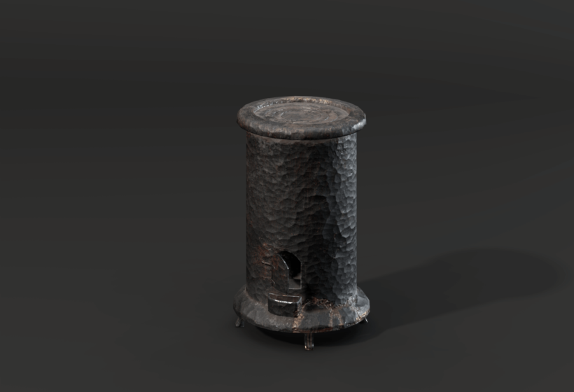 Old rusty medieval furnace alchemy laboratory cast iron stove 3d model