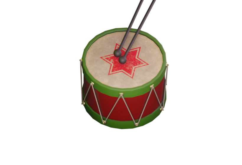 Low poly toy drum 3D model game ready