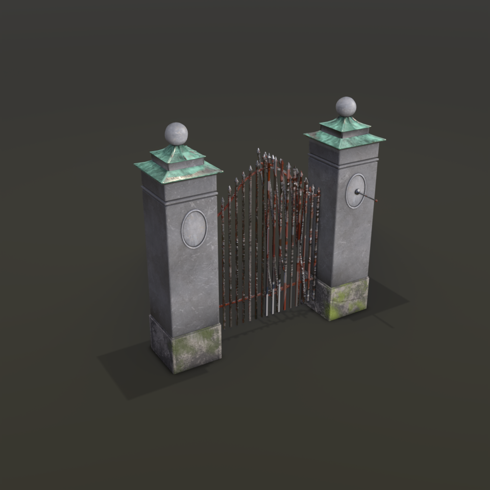 old_broken_mansion_gate_3d_model_low_poly_game_ready_for_Cryengine_Blender_1