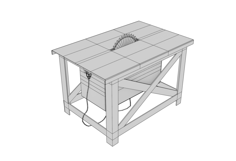 Woodmill machine table saw mechanical workshop saw low poly wireframe preview
