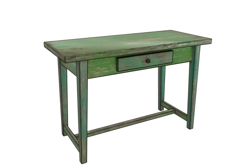 Green old wooden table desk 3d model Cryengine Blender spec gloss low poly