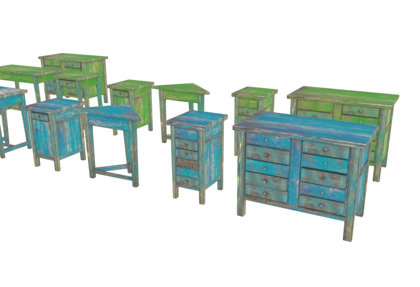 old_vintage_furniture_set_3d_model_game_ready_low_poly_Cryengine_painted_wood_3