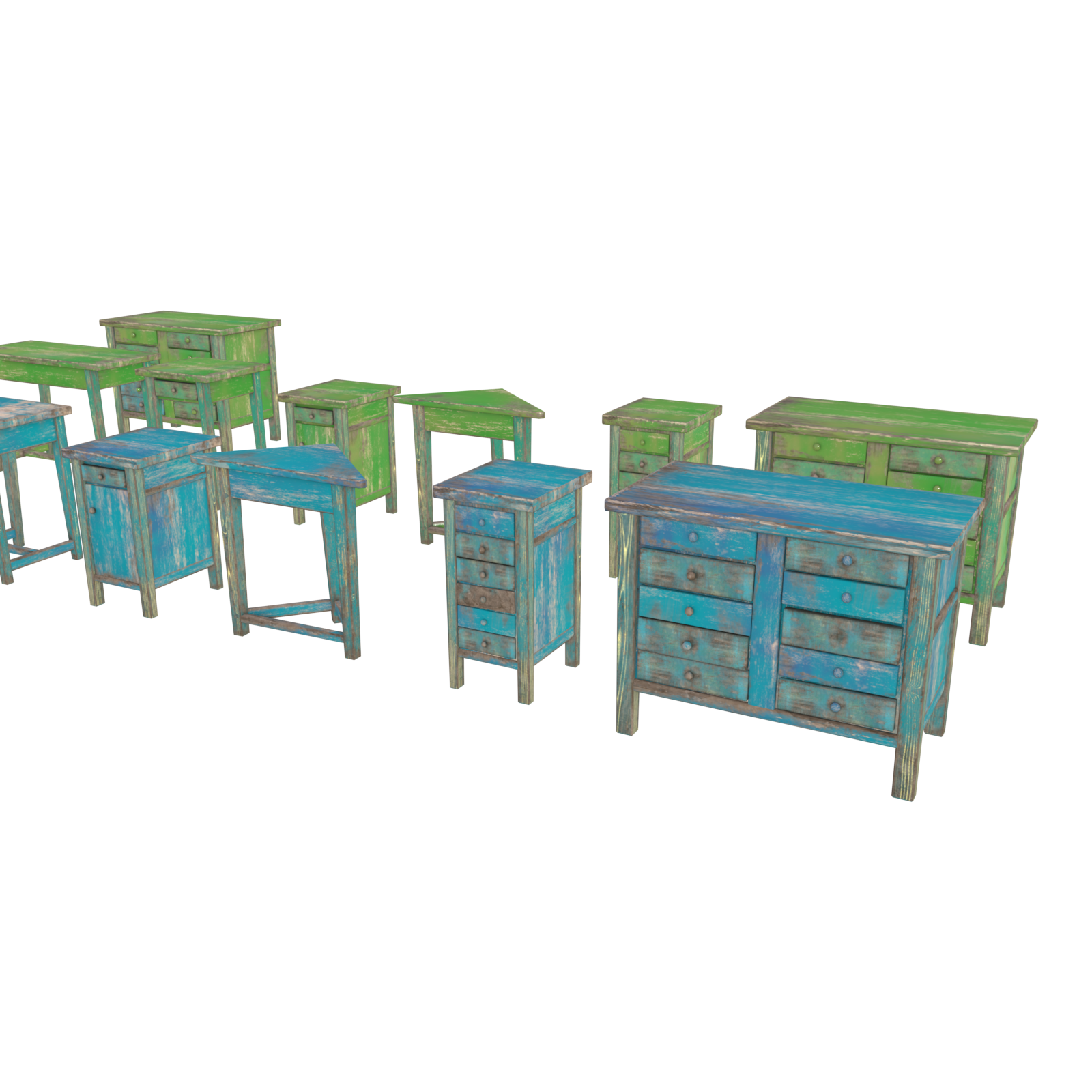 Old Vintage Furniture 3D Models (Tables Drawers) 4 old_vintage_furniture_set_3d_model_game_ready_low_poly_Cryengine_painted_wood_3