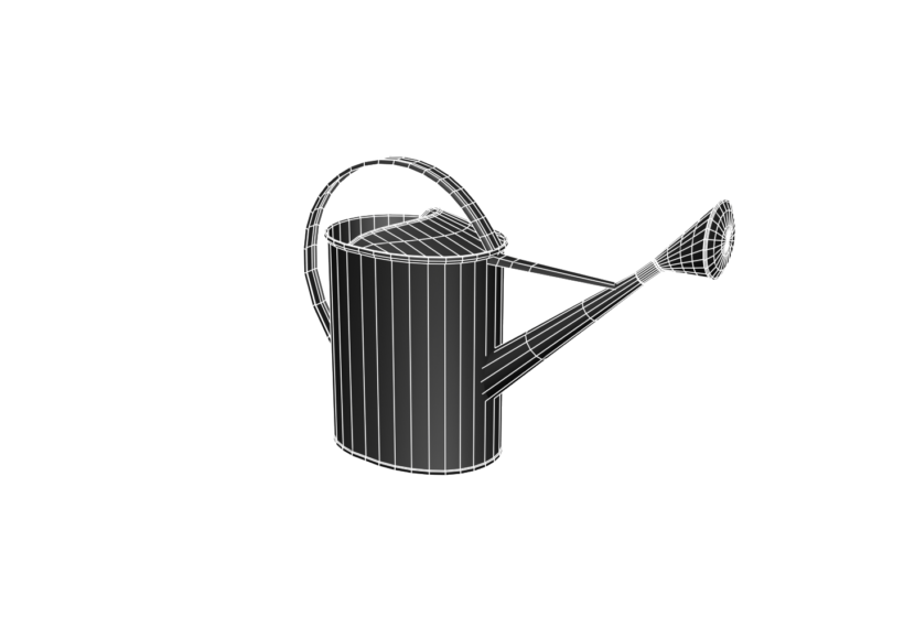 low poly 3d old watering can wireframe preview 1