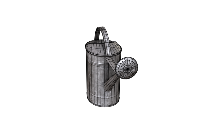 watering can 3d model for download Blender Cryengine low poly wireframe