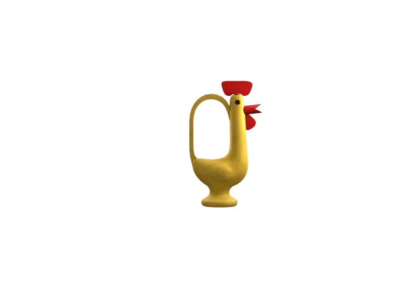 Low poly 3D watering can plastic chicken toy for kids vintage