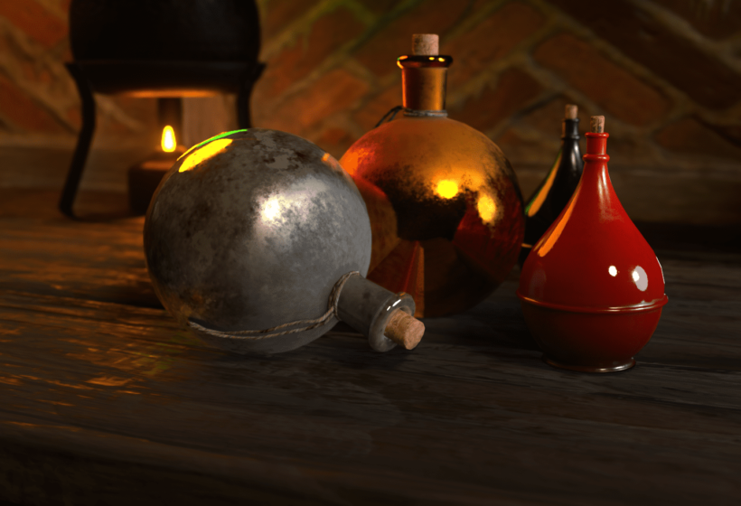 Blender EEVEE witches ball potion vial 3D model low poly