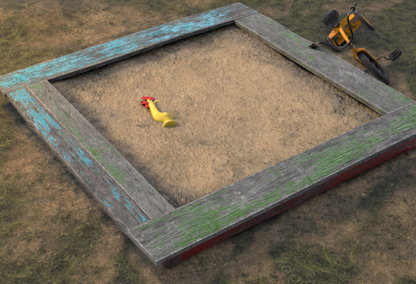 An old playground sandbox 3D model Blender EEVEE render