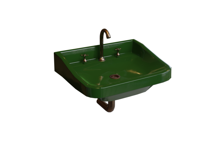 victorian sink 3D model game asset prev1 green