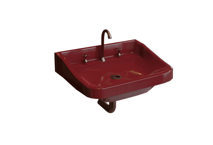 vintage sink 3D model game ready prev 3 aubergine red