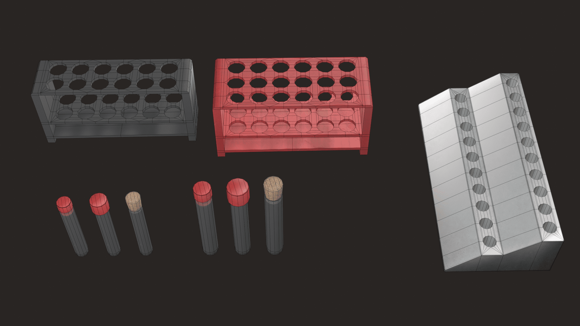 Laboratory Test Tubes & Stands Pack 14 3d_test_tube_laboratory_set_with_stands