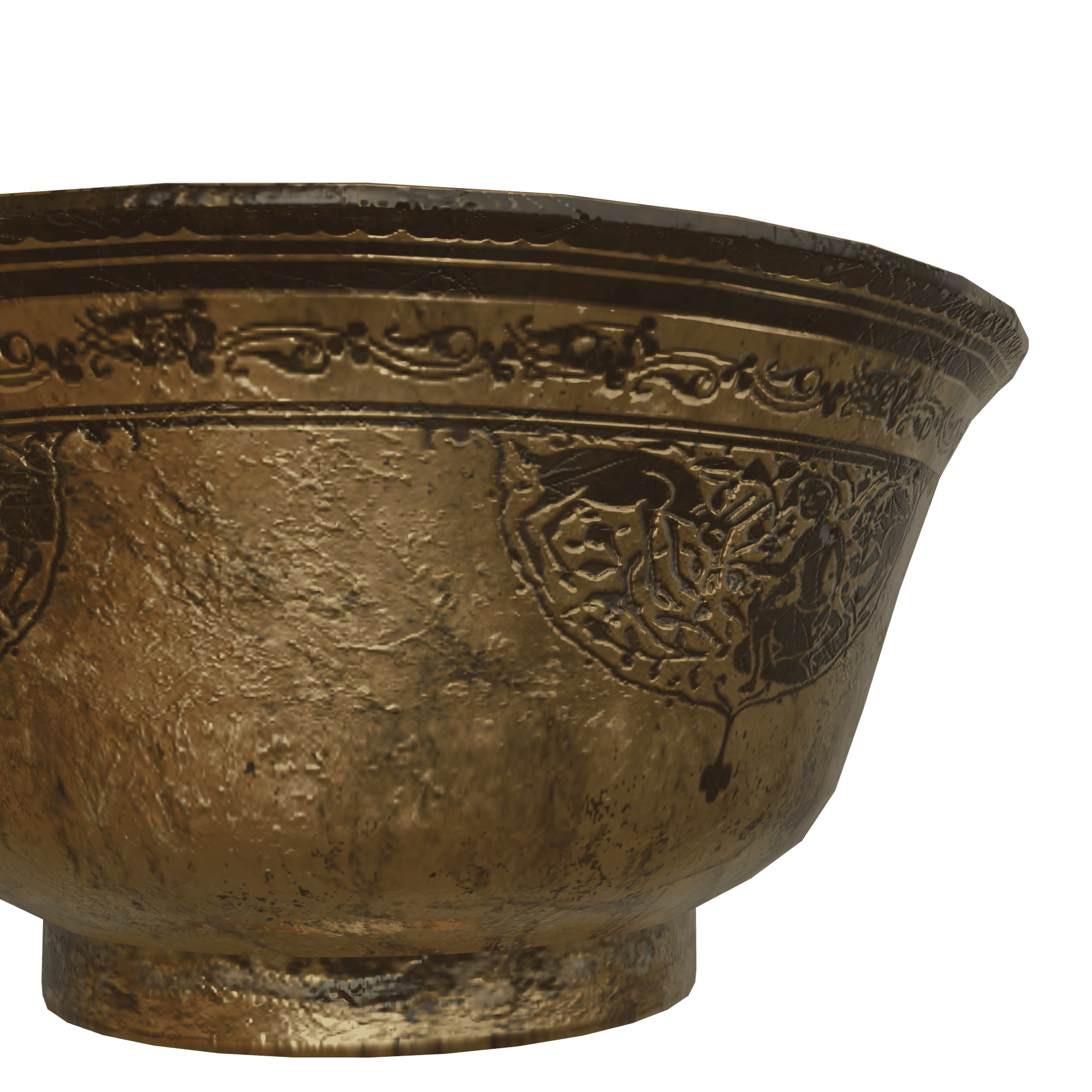 Middle Eastern Persian Dish Game Model Pack 6 A closeup of a Bronze Persian Bowl with engraved ornaments