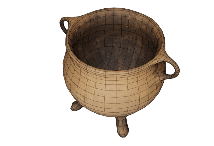 old clay pot game asset prev4 wireframe