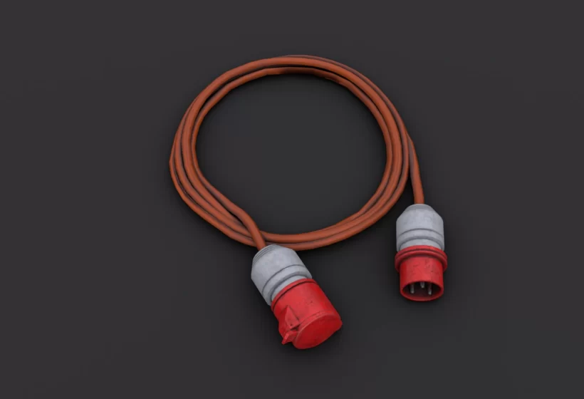 16amp industrial extension lead power cable 3d low poly model prev5 bg