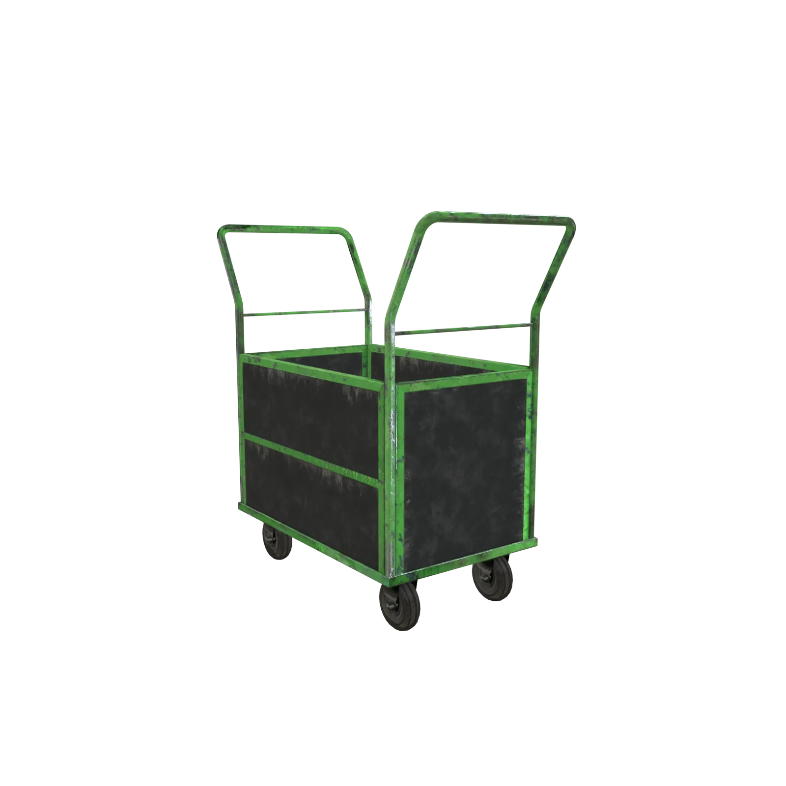 Industrial Trolley 3 3d trolley game asset prev6 green