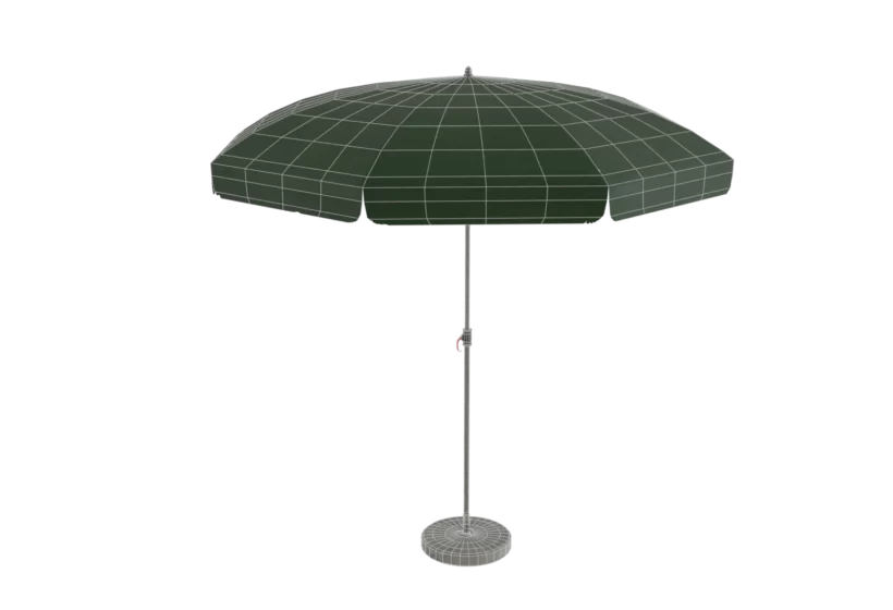 beach sun umbrella low poly 3d asset wireframe view