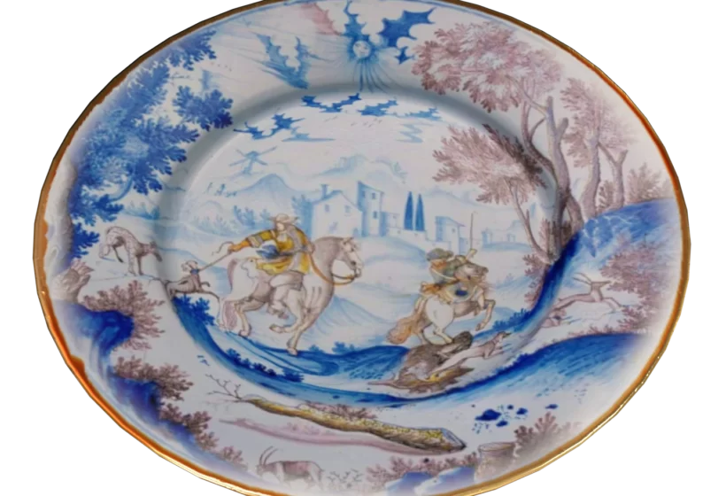 game ready porcelain plate 3d model hunting scene prev2