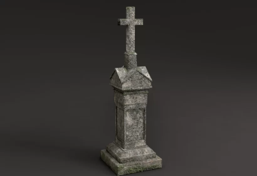 graveyard cross grave stone 3d model low poly bg prev