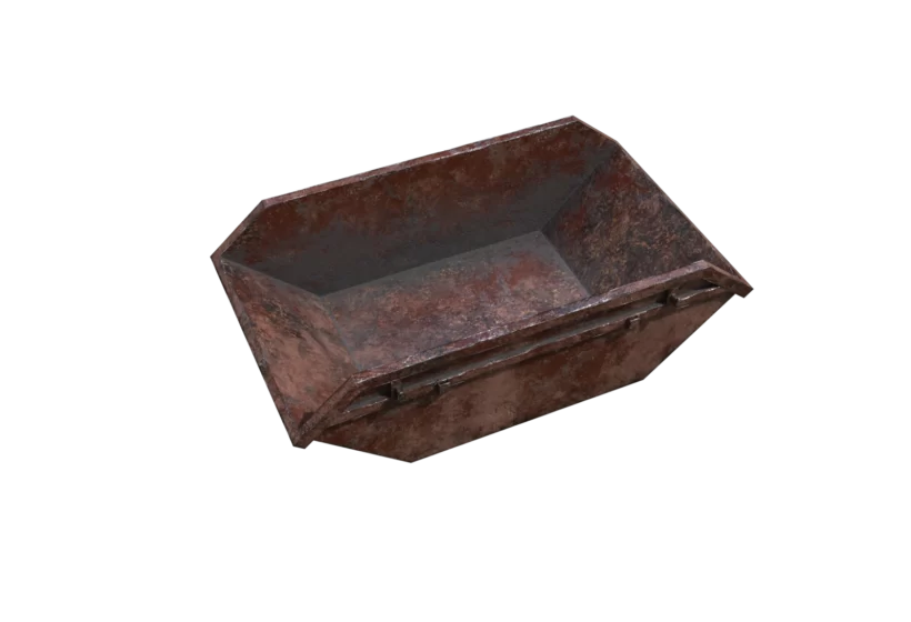 industrial waste container 3D model game ready low poly prev5 brown