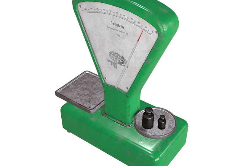 low poly PBR retro weight scale 3D model game ready asset top view