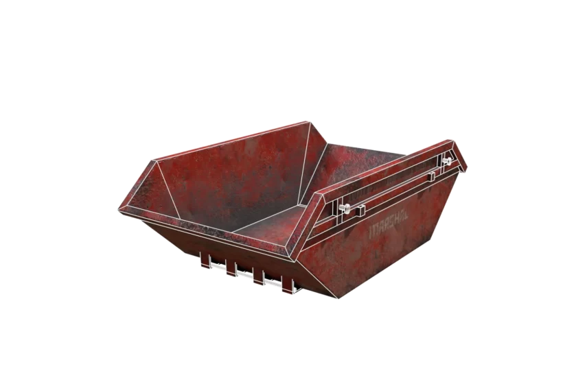low poly construction waste skip container prev6 wireframe