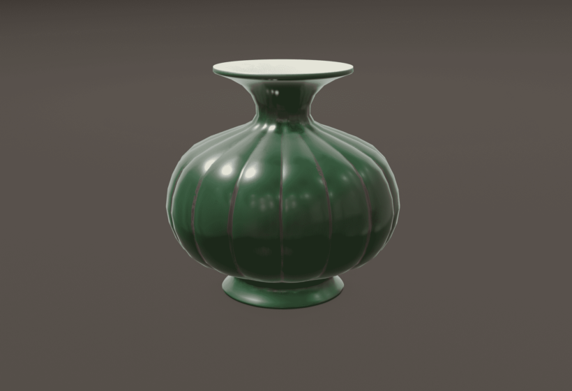 Green Persian porcelain bottle 3d model