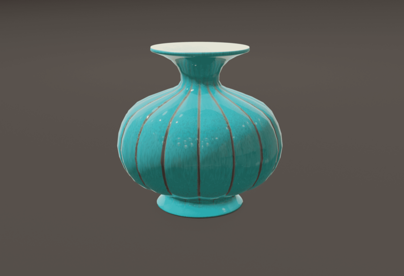 3d teal Persian porcelain vase bottle model