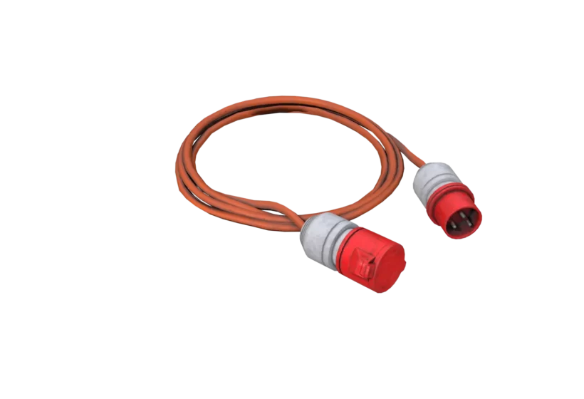 An orange power extension lead 3d game asset prev2