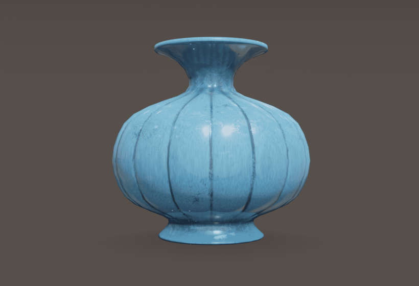 Blue Middle-eastern Ceramic bottle 3d model profile