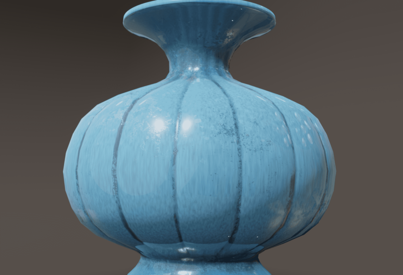 Blue Middle-eastern ceramic bottle 3d model closeup