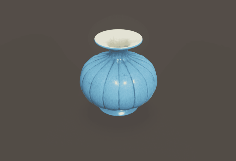3d blue Persian vase bottle model from top