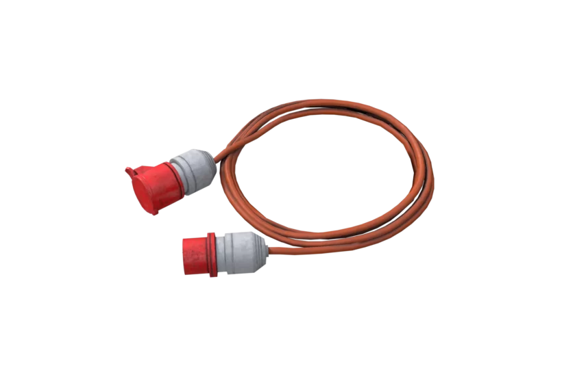 A power lead orange cable 3d model game ready asset PBR Cryengine prev1