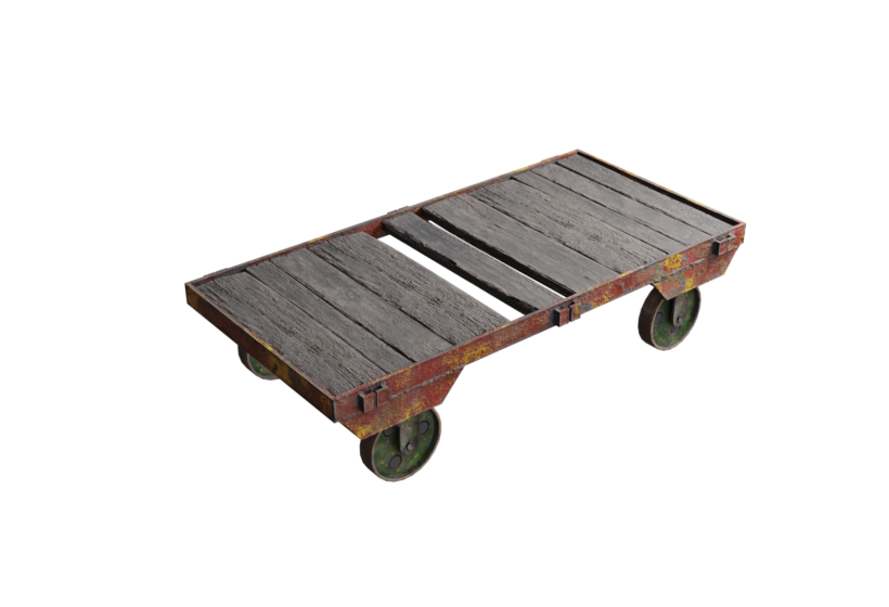 rusty old realistic industrial platform trolley 3d model prev2 top view