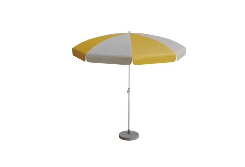 A sun parasol beach umbrella 3D model game ready low poly prev1 yellow white