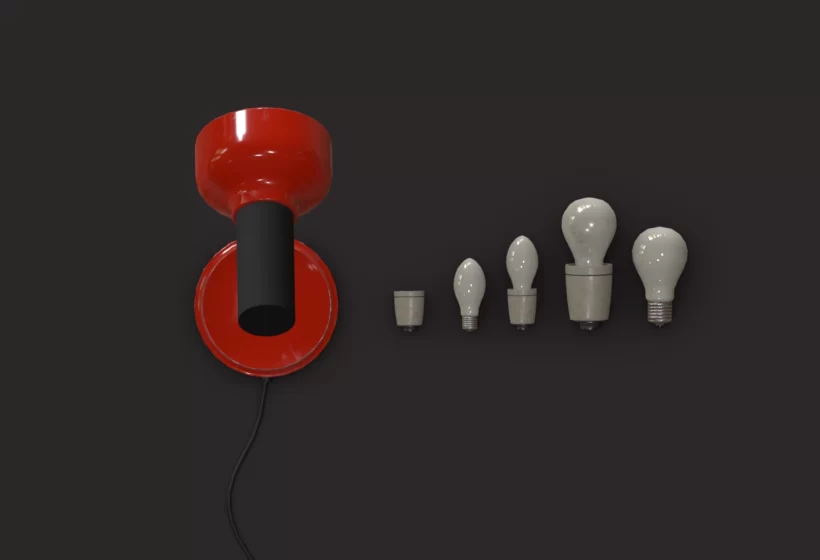 A low poly office desk lamp game asset prev6 red with bulbs