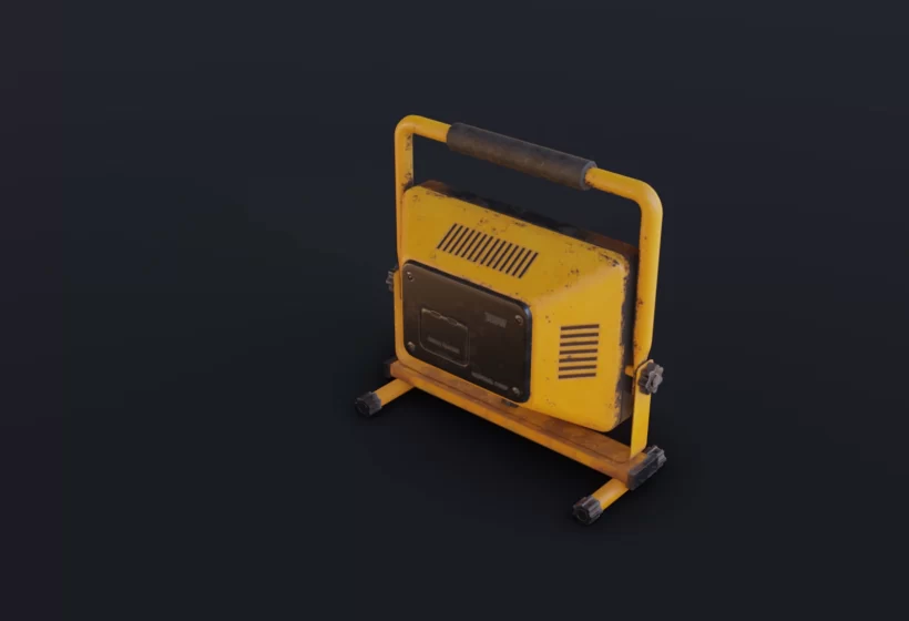 Yellow portable light back 3d low poly model p6