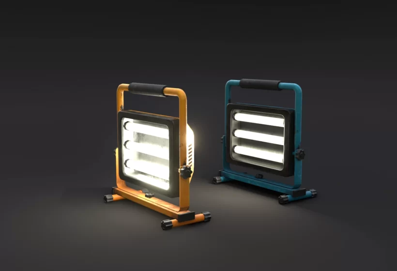 A portable lights 3d models low poly for games prev8 variations with emission texture