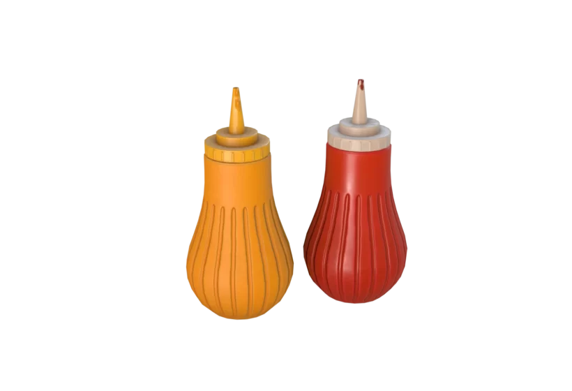 High Quality Ketchup and Mustard Bottles Game Ready Asset