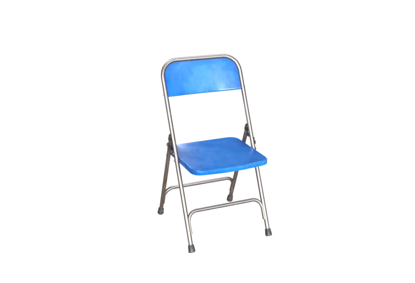A foldable chair game ready asset plastic metal blue prev2
