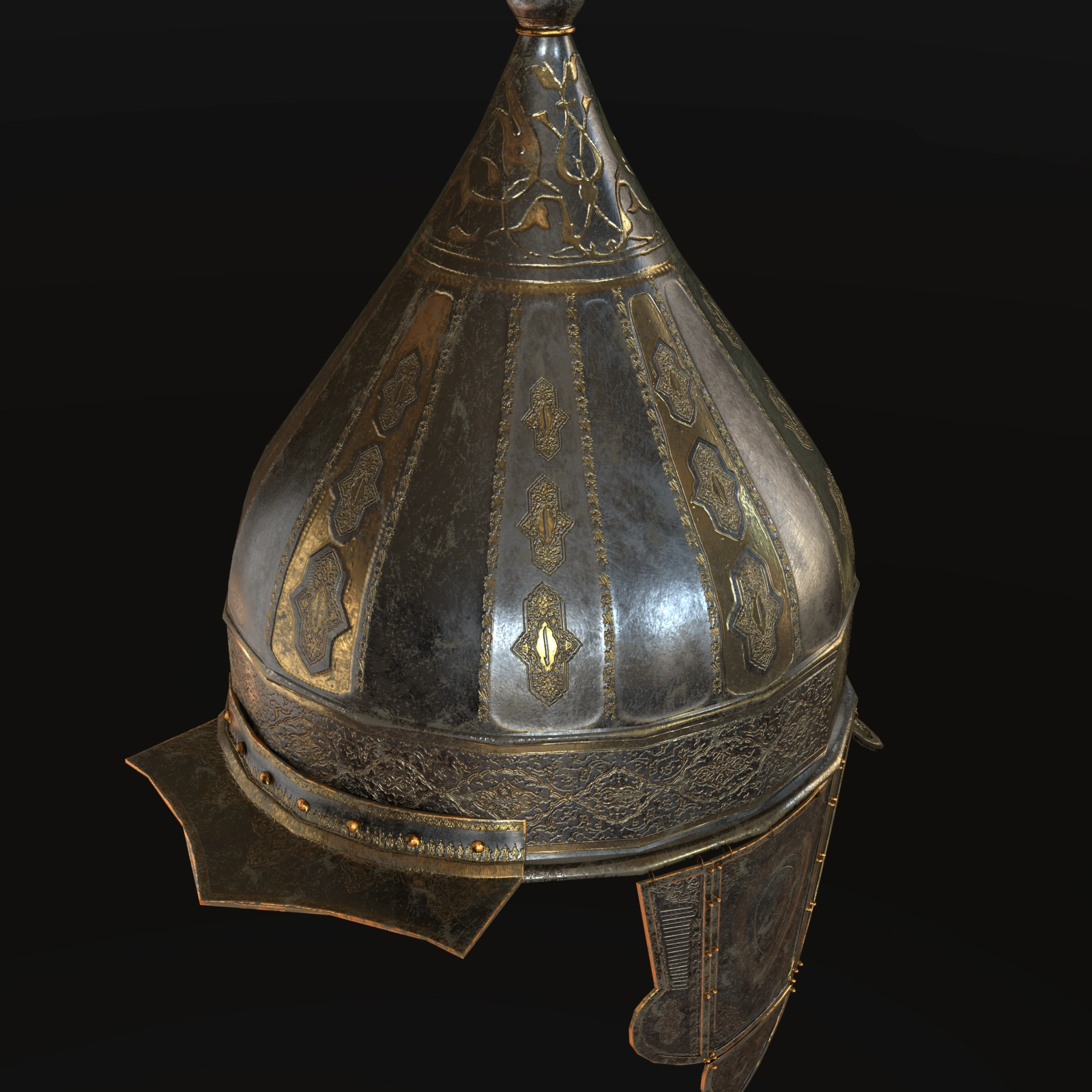 Middle Eastern Helmet 4 game ready persian ottoman helm asset