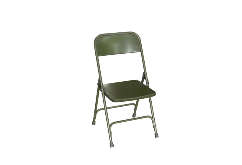 military base folding chair 3d model green metal prev1