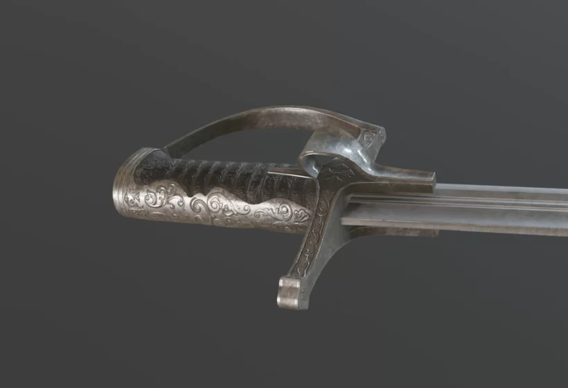 Polish hussar sword game ready model closeup