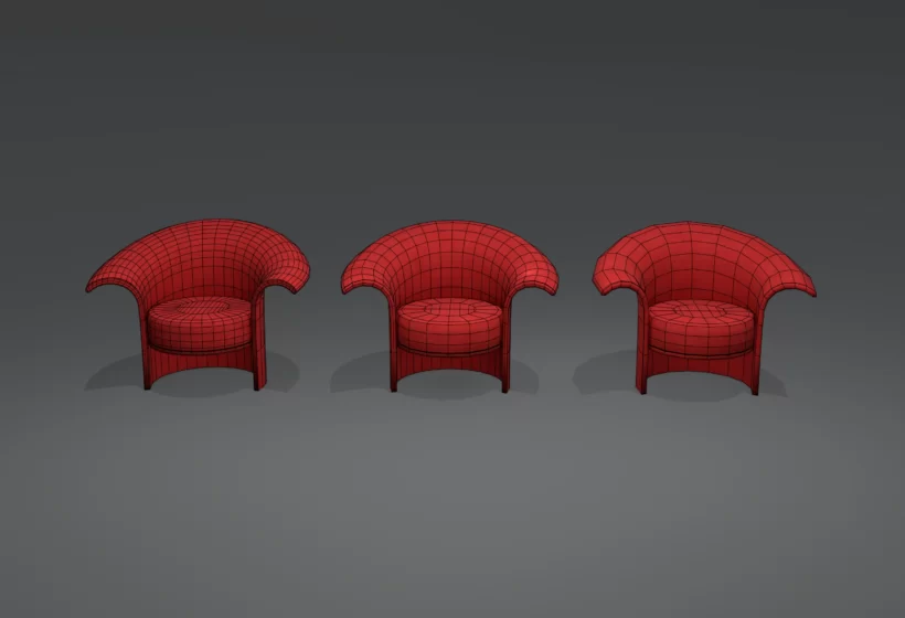 3 retro 60s lounge club chair 3d model