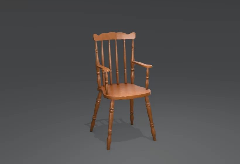 3d classic old wooden chair model
