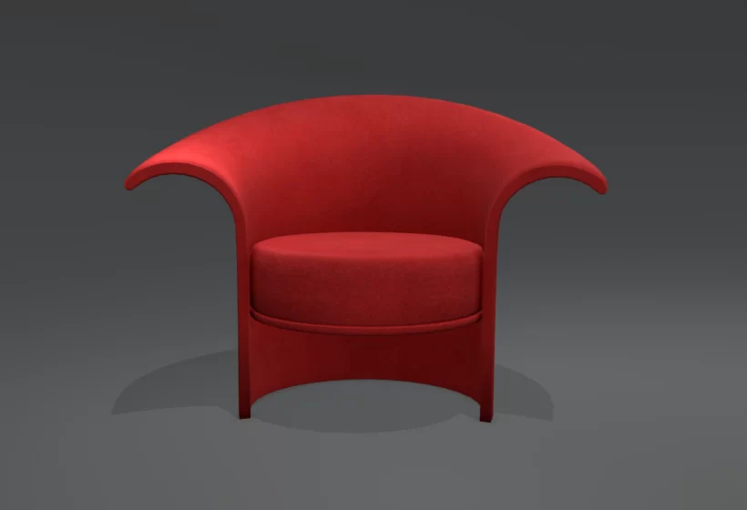red lounge club chair 3d gameready model